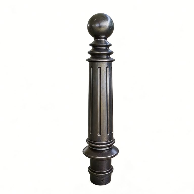 Decorative cast iron bollard, fluted body ball top urban security bollard